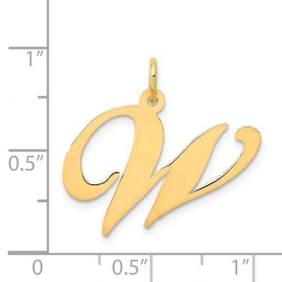 14k Yellow Gold, Ella Collection, LG Fancy Script Initial W Pendant - Picture 3 of 4